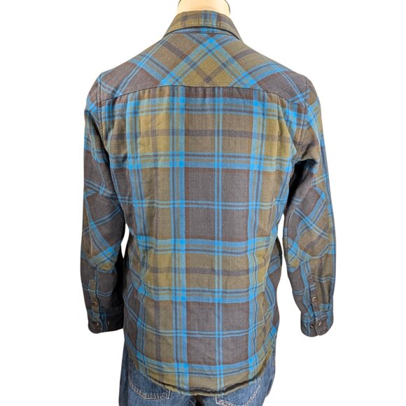L.L.Bean Men's Small Brown Blue Plaid Lined Katahdin Performance Flannel Shirt - Picture 2 of 11